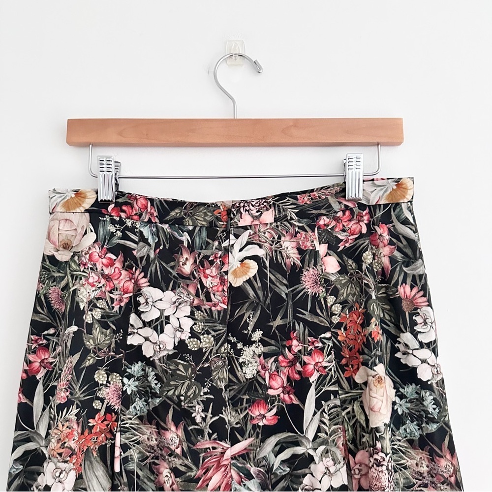 Antonio Melani Cotton Sateen A-Line Brenda Black Floral Print Skirt - Picture 7 of 8